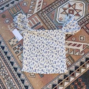 Reformation Gracie smocked top puff sleeves